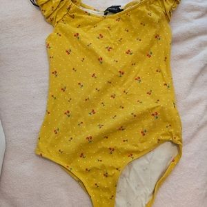 Yellow cherry forever 21 bodysuit